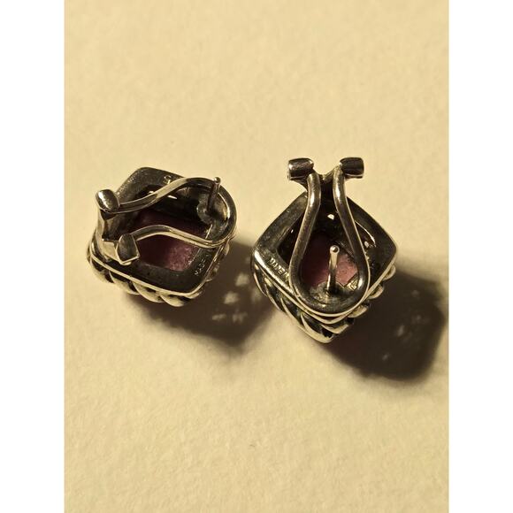 Vintage Rhodonite Sterling Silver Earrings - Picture 7 of 8